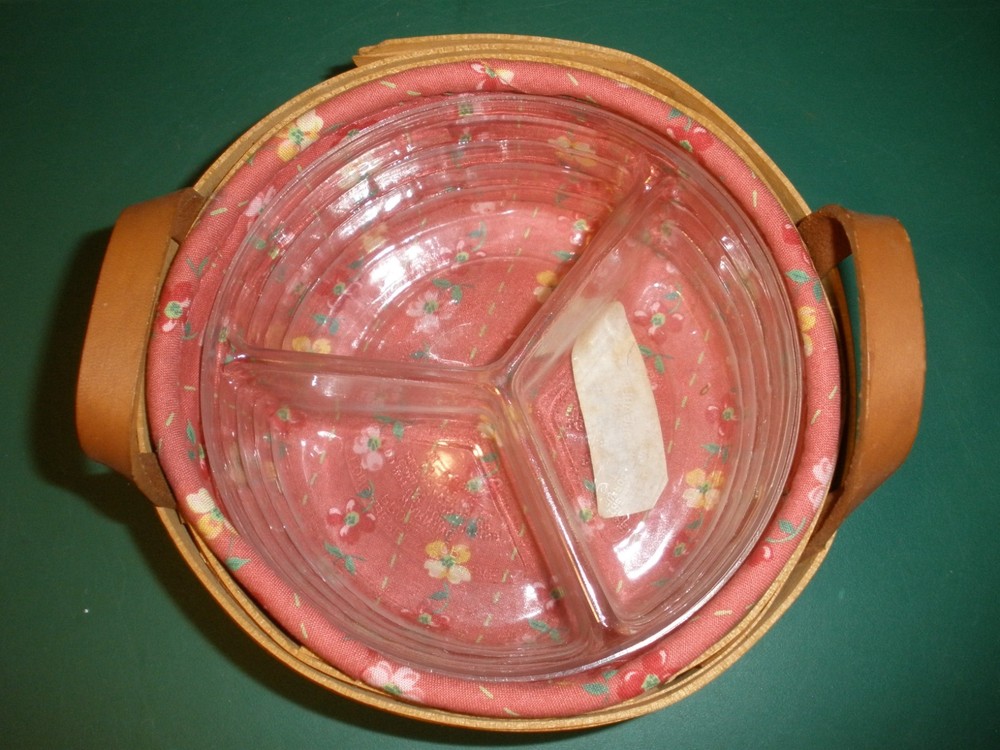 2002 Longaberger Basket Combo Liner, Divided Protector Small Button EUC (LB11)