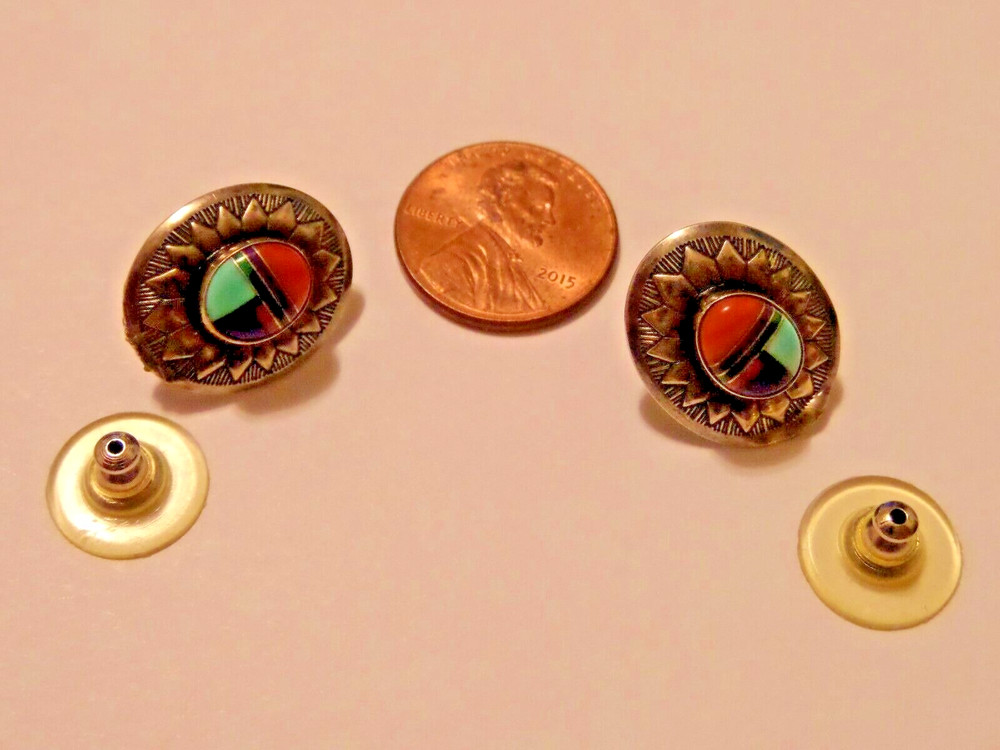 SIGNED Q.T. STERLING SILVER MULTI STONE EARRINGS