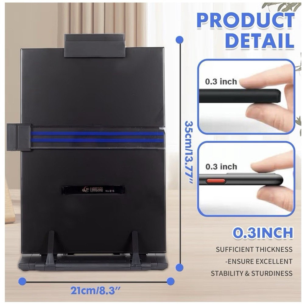 Desktop Document Holder Stand Metal Adjustable 7 Positions Office Reading