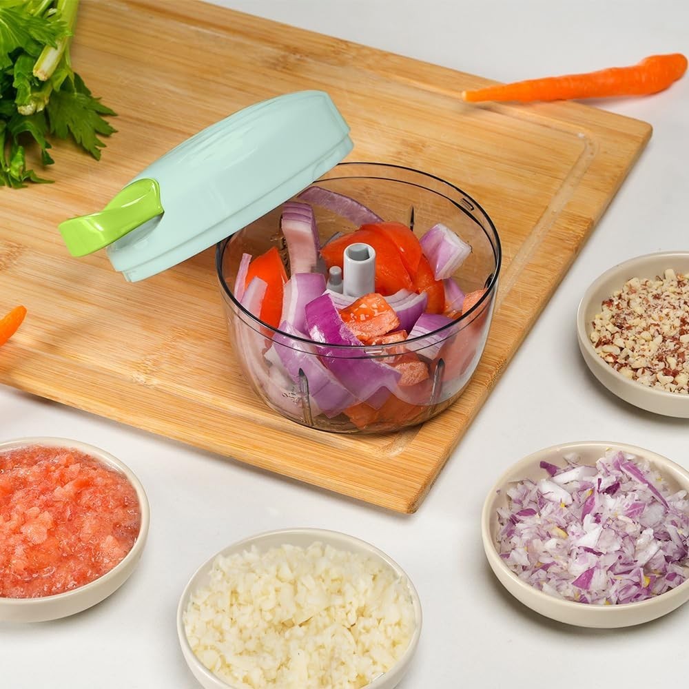 Manual Food Processor Vegetable Chopper 2.3 Cup Small Mini Hand Pull String Onio