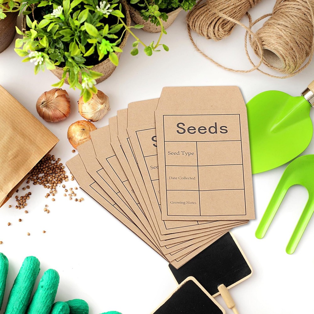 100 Pcs Kraft Seed Packets Envelopes for Flower Vegetables Seeds Storage
