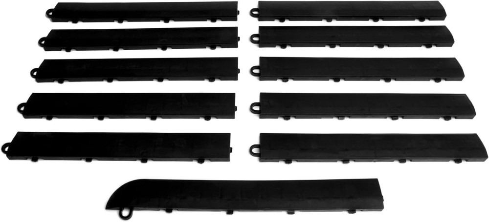 Male Transition Edge Kit, Durable Interlocking Modular Garage Floor Edging, C...