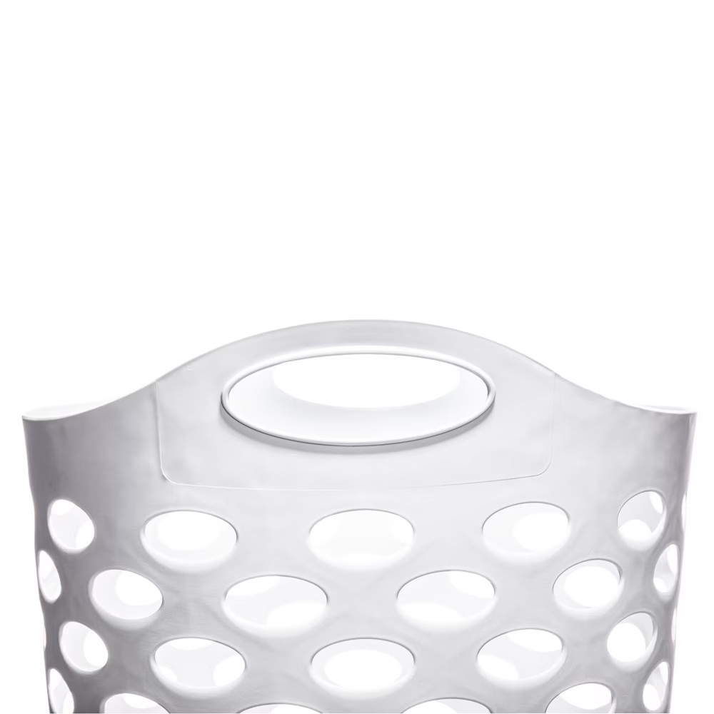 (2 pack) Mainstays Plastic Round Laundry Hamper, White, with Carrying Handles