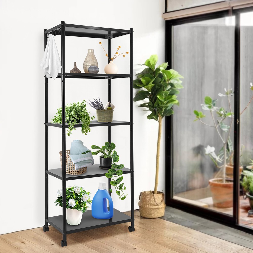 Adjustable Kitchen Storage Shelf With Wheels 5-tier Shelving Rack Storage Rack