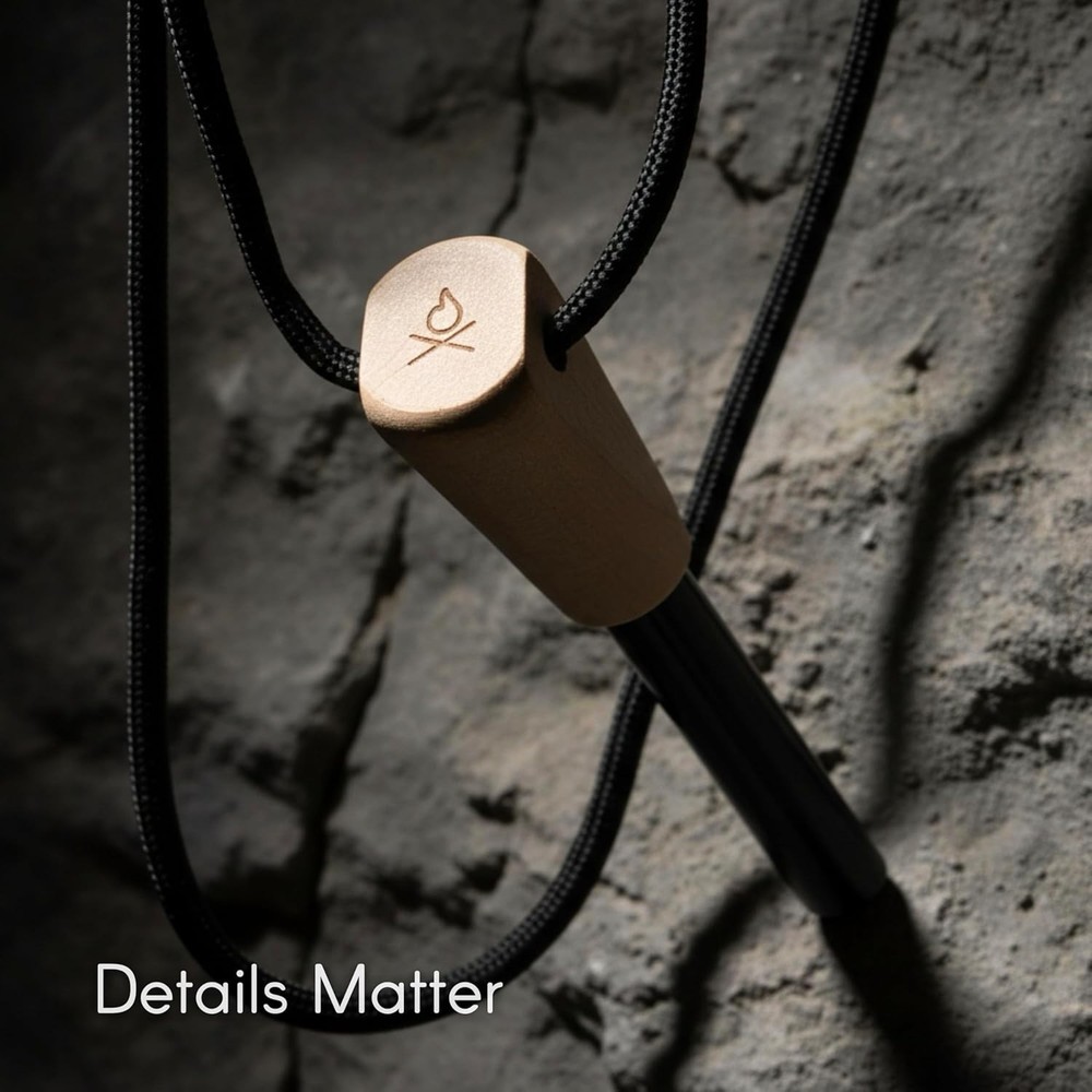 Weatherproof Ferro Rod Fire Starter with Lanyard & Multi-Function Striker