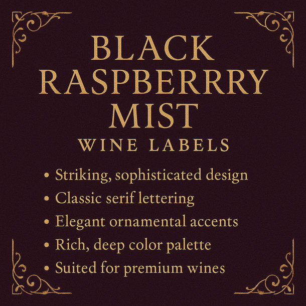 Home Brew Ohio Black Raspberry Mist Wine Labels 30 ct