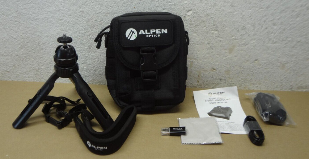 Alpen Optics Night Vision Digital Binoculars Kit with Carry Case, Strap & Tripod