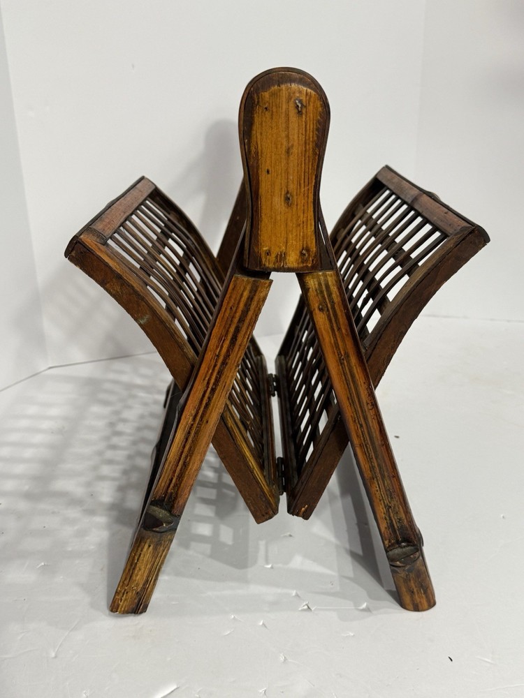 Bamboo Wood Folding Magazine Holder Rack