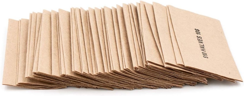 Half Dollar Flat Coin Wrappers, Solid Bundle of 100