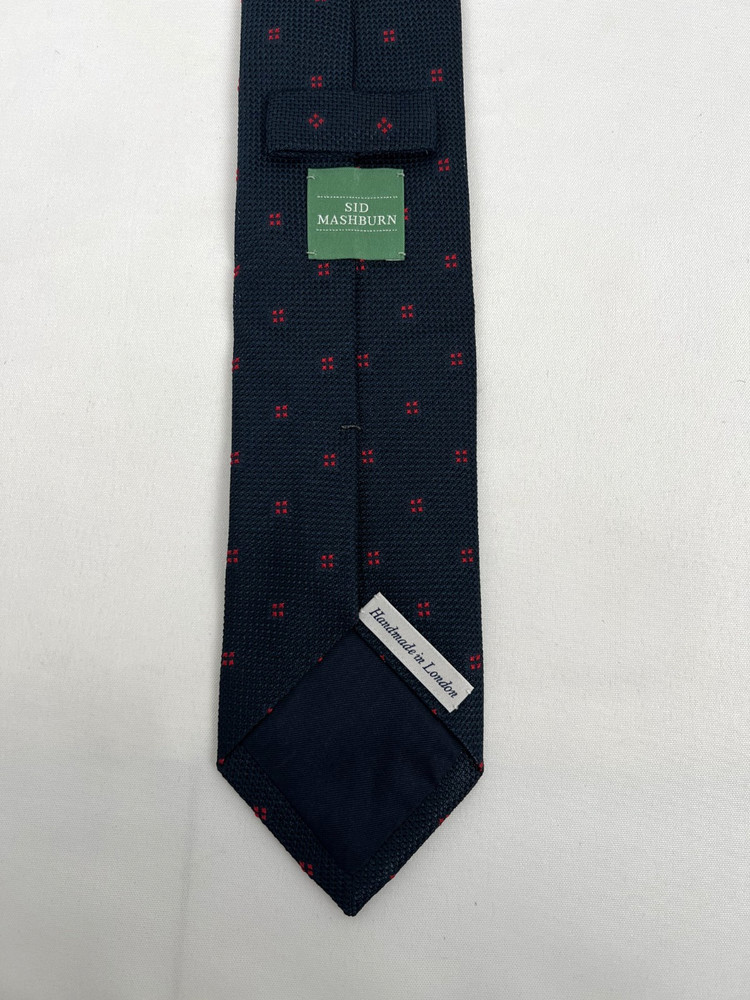 Sid Mashburn Navy Red Men's Silk Tie Neat Geometric Pattern Dress Necktie 3”x58"