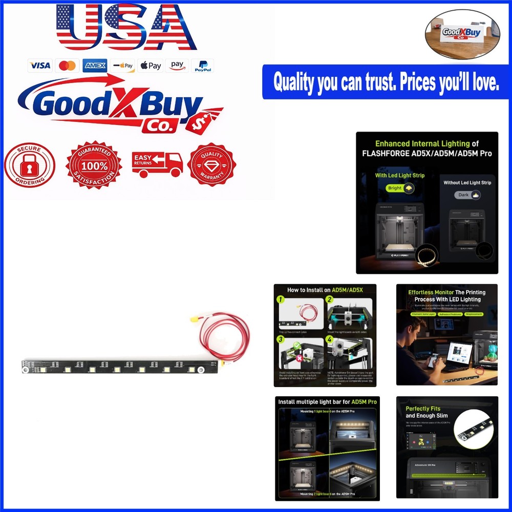 Flashforge Adventurer 5M Pro 3D Printer LED Light Strip - Compatible, High-In...