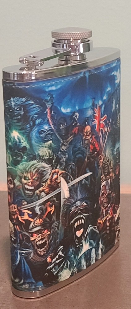 Iron Maiden: Collage #2 custom made 8 oz flask NEW