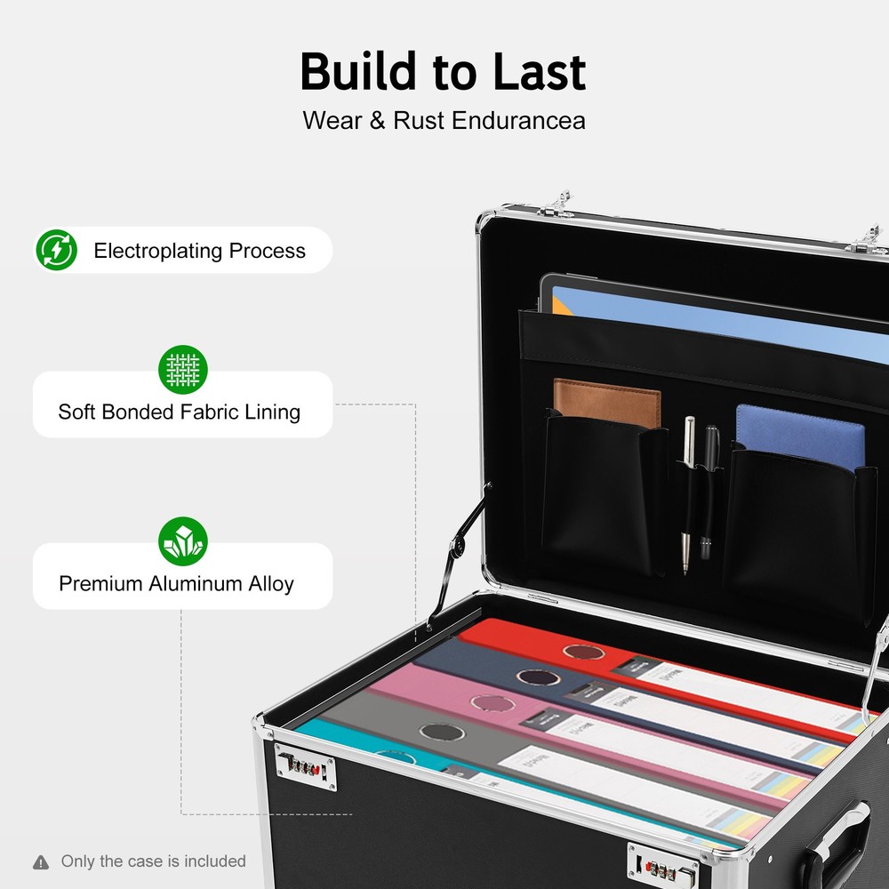 Aluminum Alloy File Lock Box Hand Pull File Case Locking Mobile Business Box