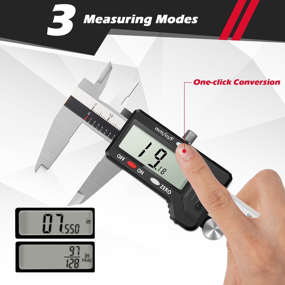 werka Digital Caliper, 0-6â€ Calipers Measuring Tool, Micrometer Caliper with .