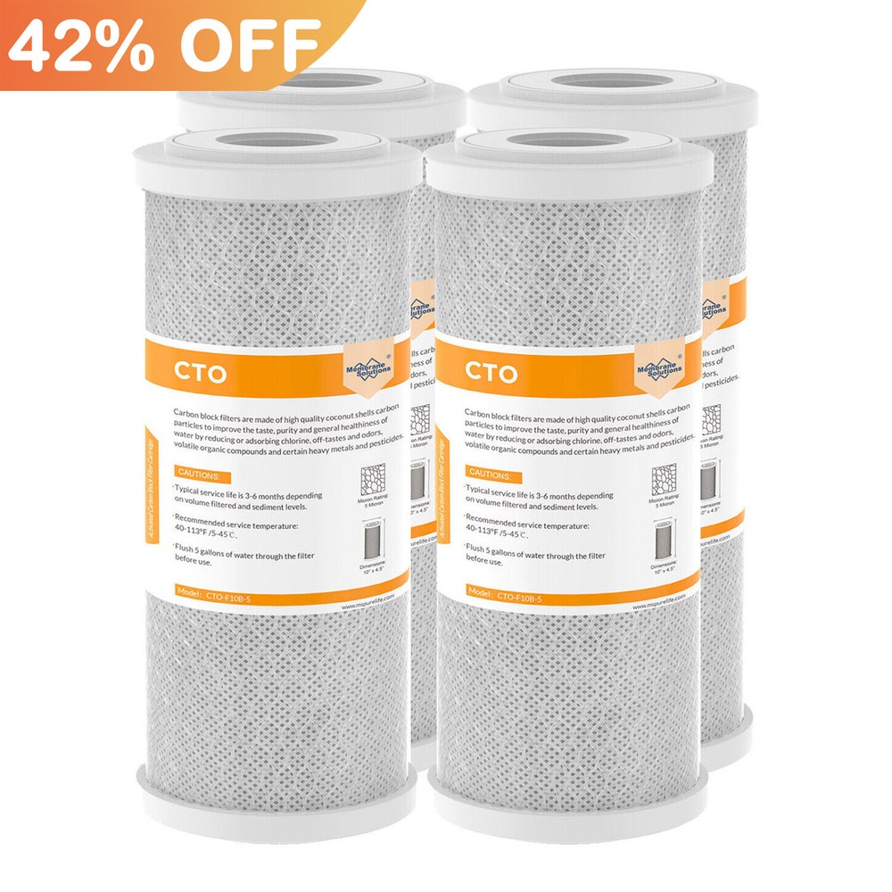 4 Pack 10" x 4.5" Whole House Carbon Block Water Filter Replacement Fit GXWH40L
