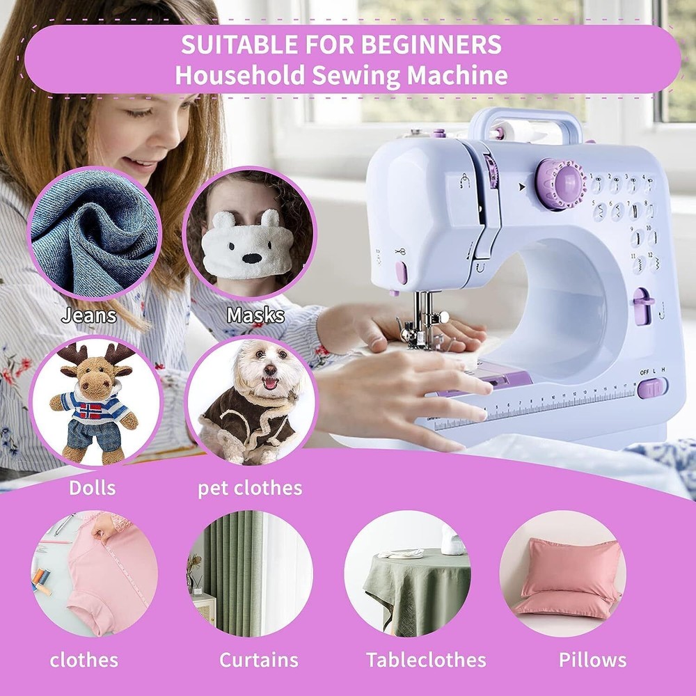Electric Sewing Machine Portable Crafting Mending Machine 12 Built-In Stitches