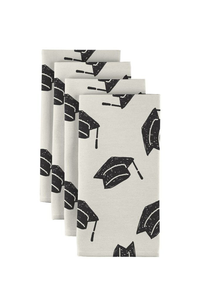 Graduation Caps Allover 18" x 18" Napkins 1 Dozen