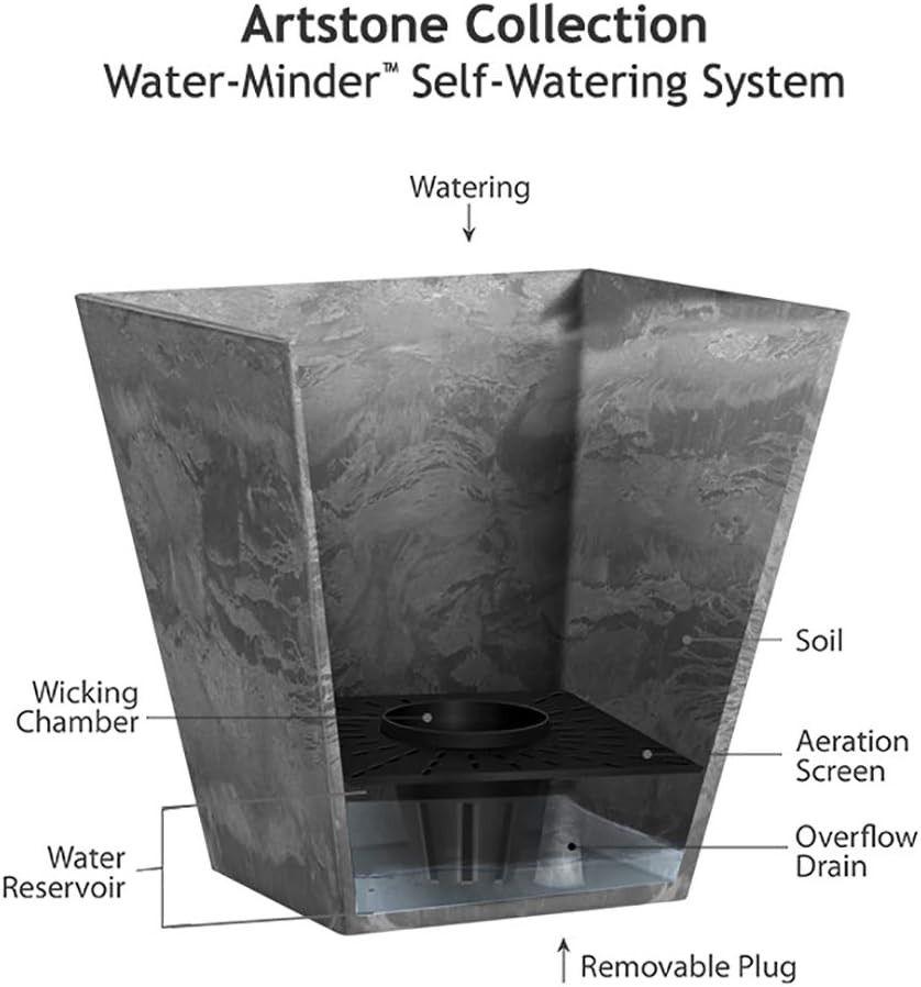 , Ella Tall Planter, Black, 13.5"