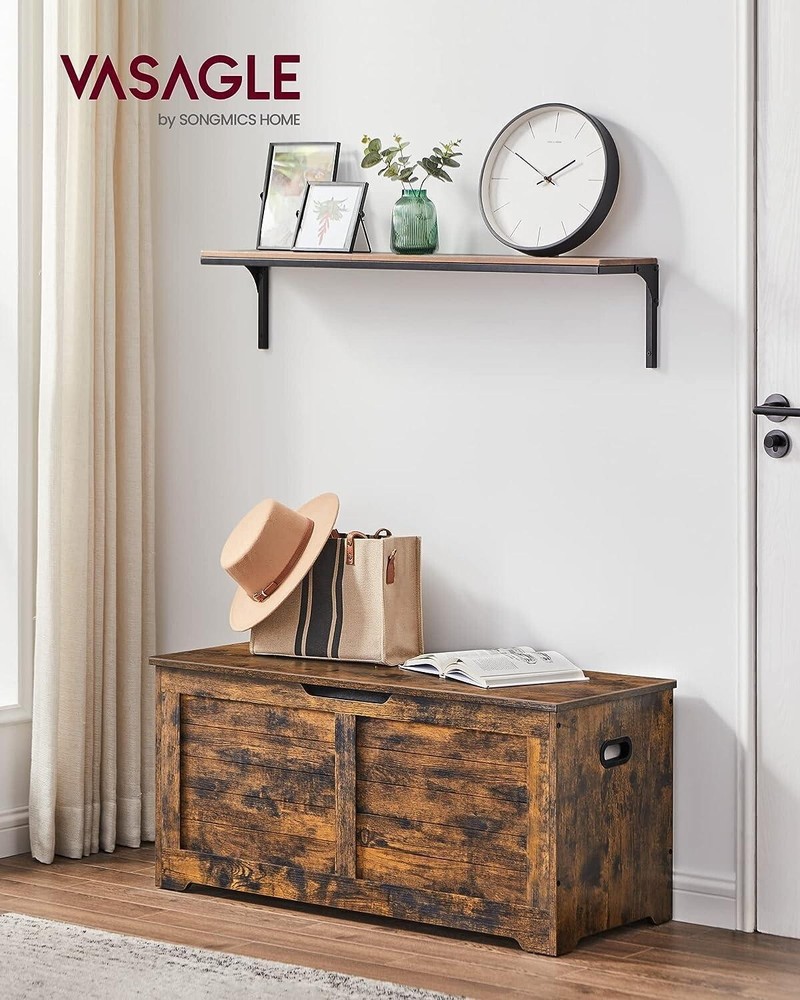 VASAGLE Storage Chest, Storage Trunk with 2 Safety Hinges, Storage Bench