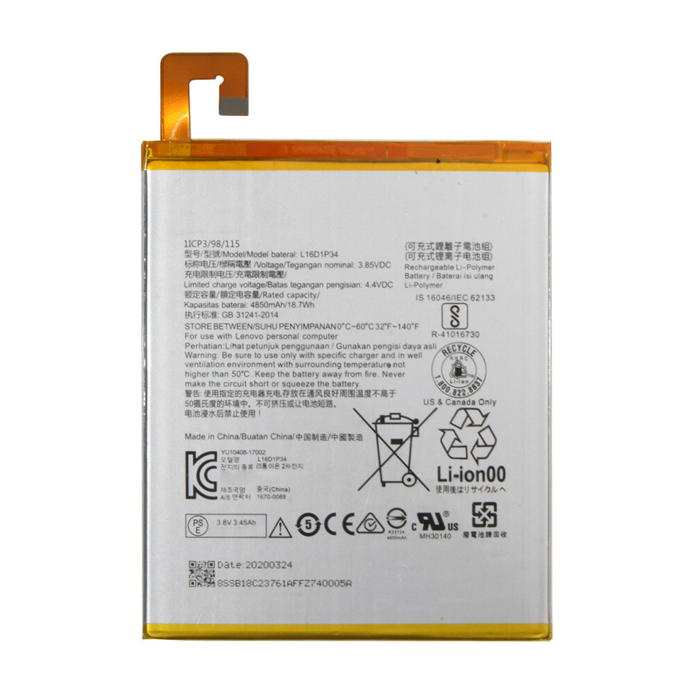 For Lenovo Tab 4 8" TB-8704V Replacement Battery L16D1P34 Tools