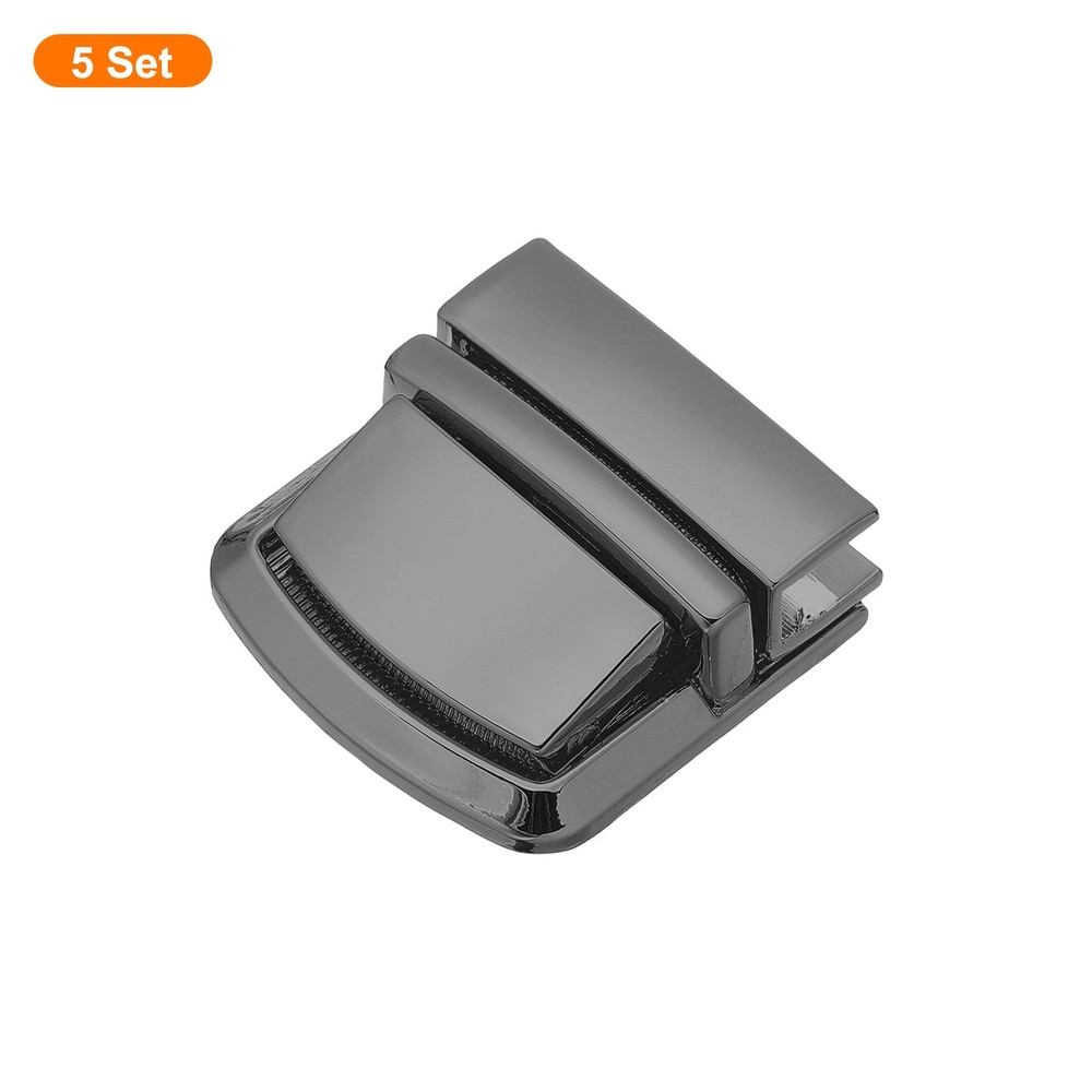 5Set Turn Lock Clasp, Rectangle Press Locks Clasp (34x33mm, Metallic Black)