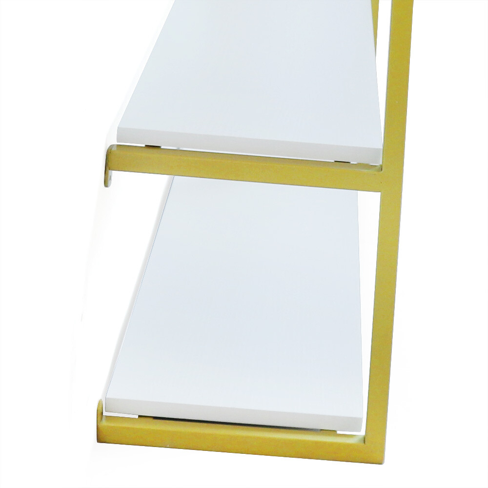 Wood Floating Shelf Bracket Wall-Mounted Storage Display Rack Unit Gold