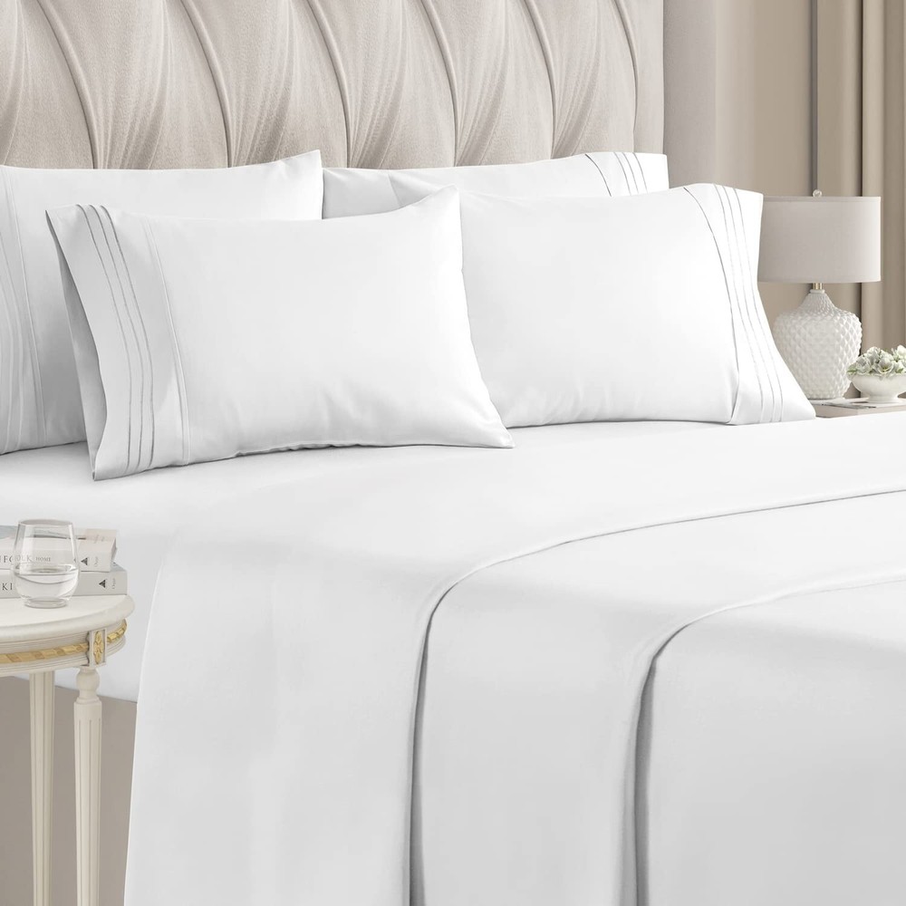 Queen Size Sheet Set - Extra Soft Microfiber - Deep Pockets - Cooling