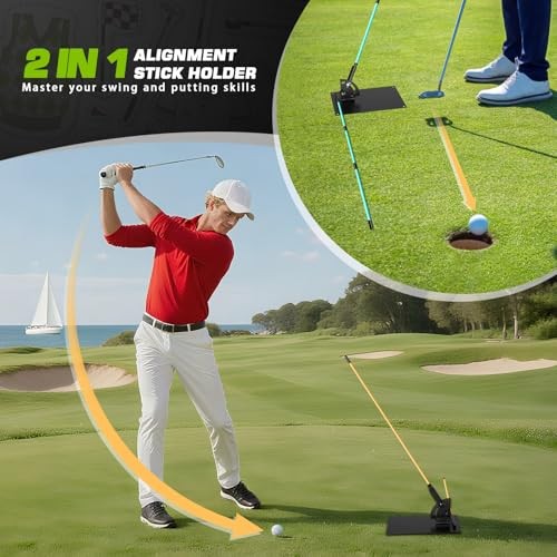 Pro Golf Alignment Sticks Holder – Adjustable Swing Plane Trainer with Scale