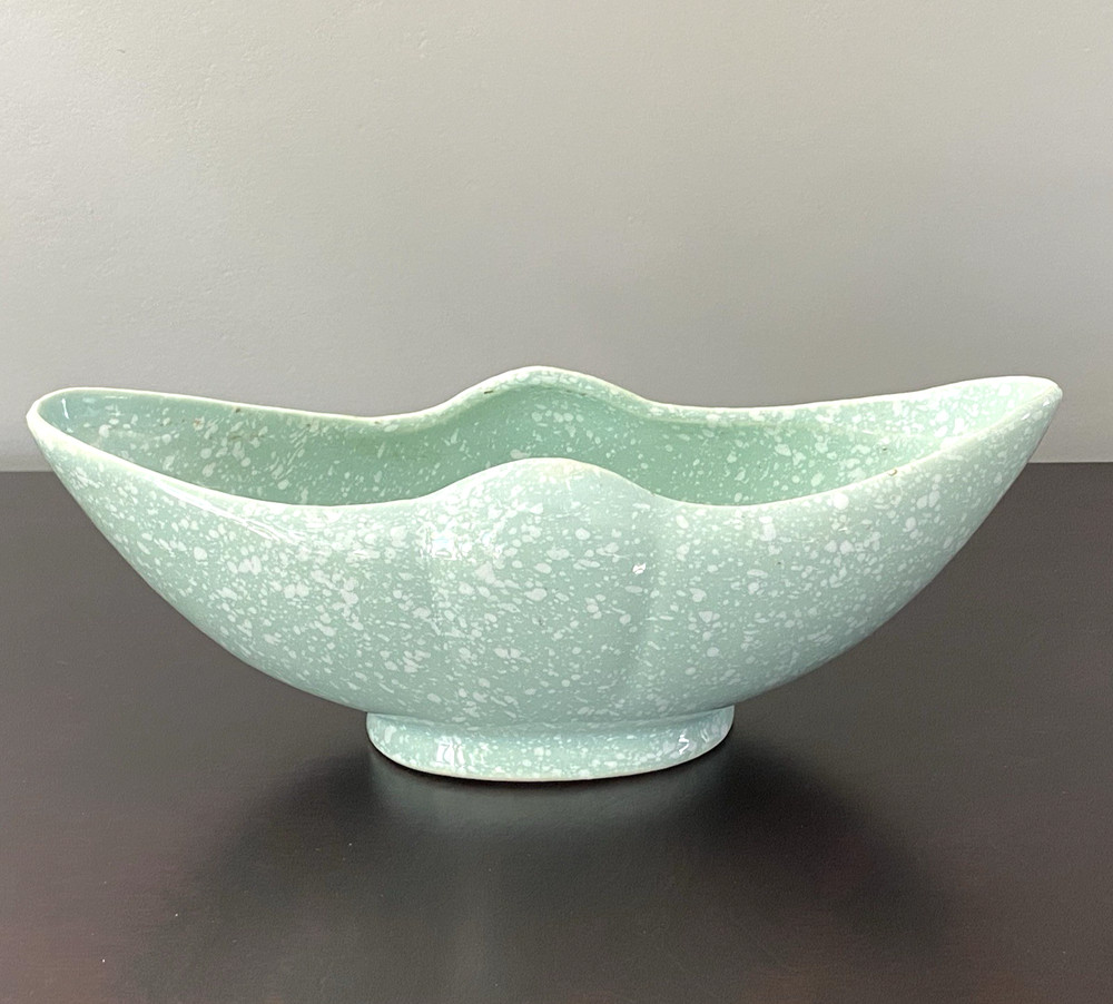 Mid Century Pottery Planter Splatterware Speckle Pattern Vintage 11" Long