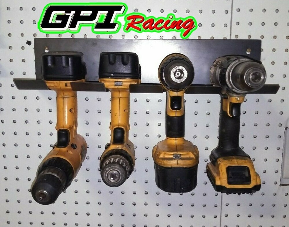 Black Steel Cordless Tool Storage Rack Organizer