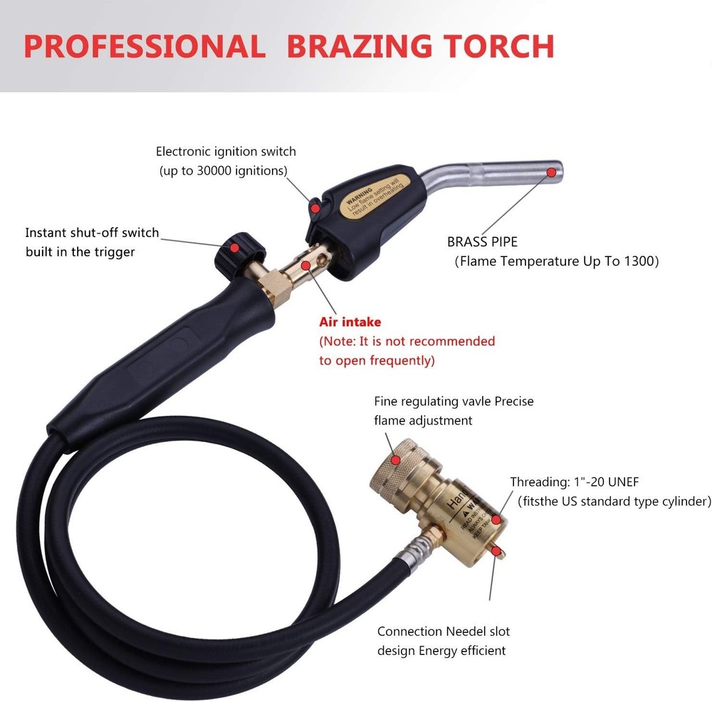Brass Welding Torch with 1.5M Hose - Precision Soldering & Thawing Tool