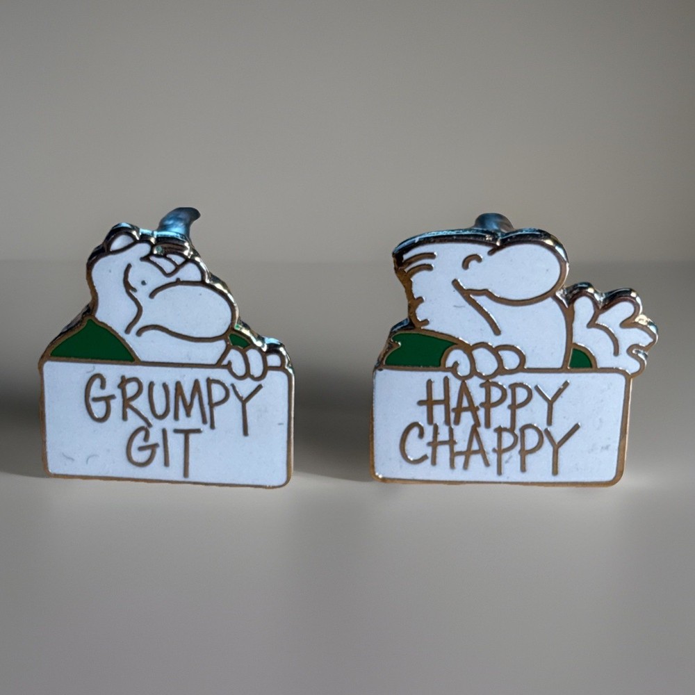 Novelty Cufflinks 'Happy Chappy' 'Grumpy Git'