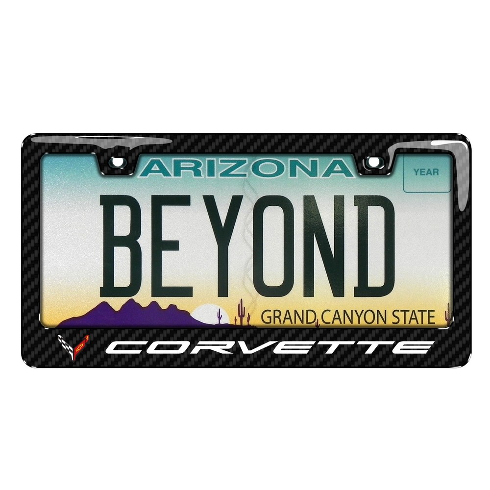 Chevrolet Corvette C8 3D Carbon Plastic License Plate Frame