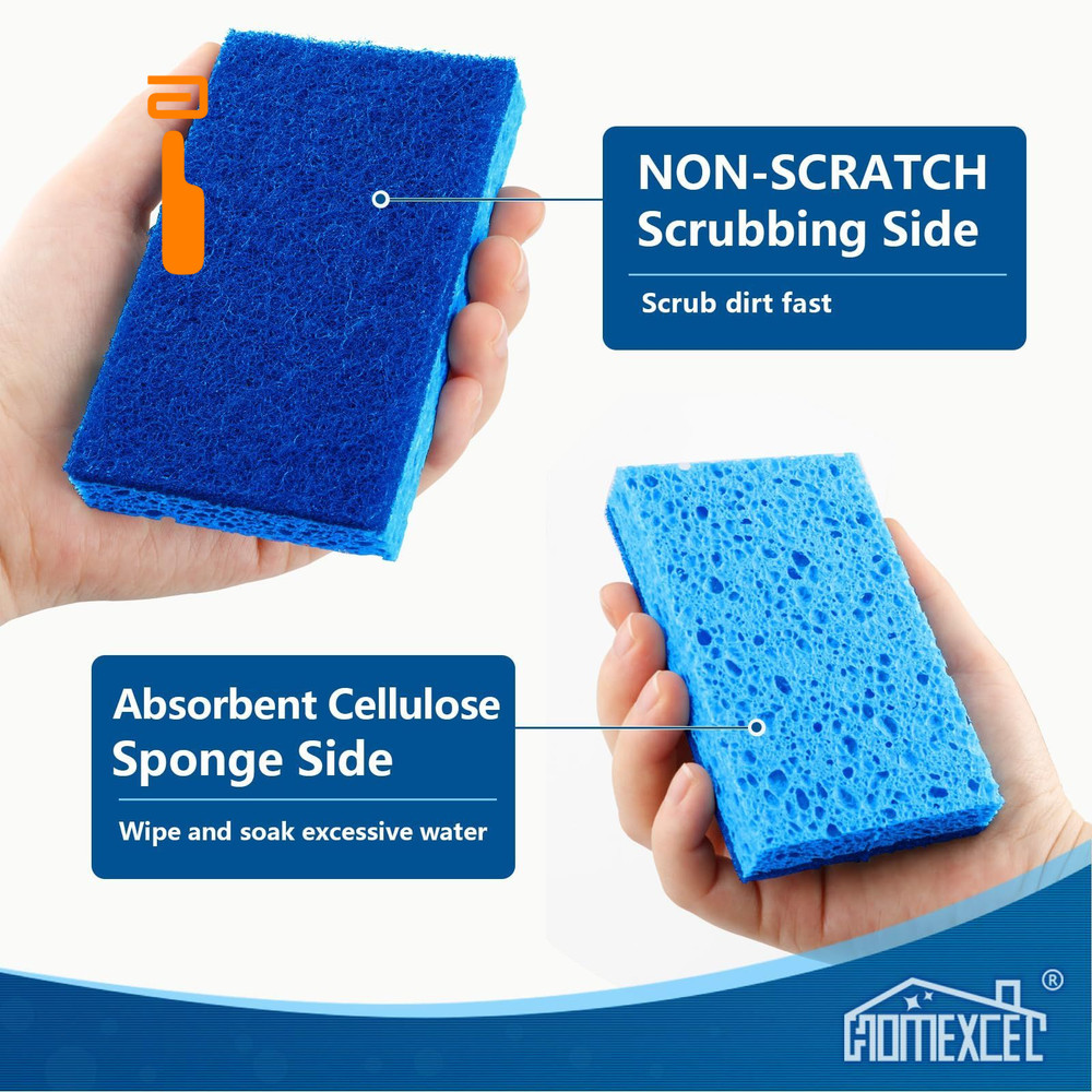 HOMEXCEL Sponges Kitchen 24pcs, Non-Scratch Scrub 24 Count, Blue-rectangle
