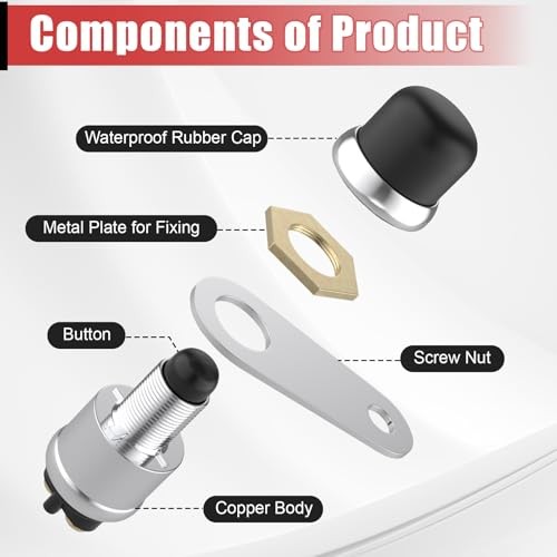 2 PCS Push Button Starter Switch 12V 50A, Waterproof Momentary Start black-2