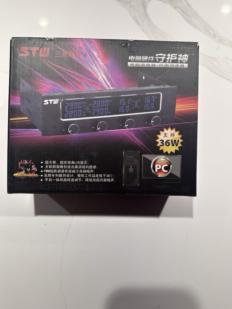 PC CPU 4 Channel Fan Controller Speed Control Adjuster LCD Cooling Front Panel