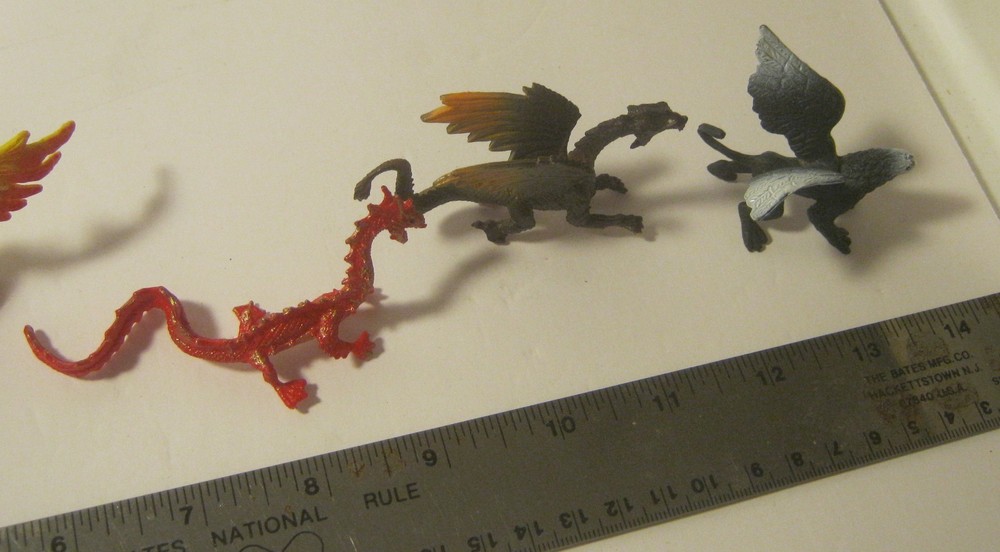 6 Assorted Miniature Hard Rubber DRAGONS!!
