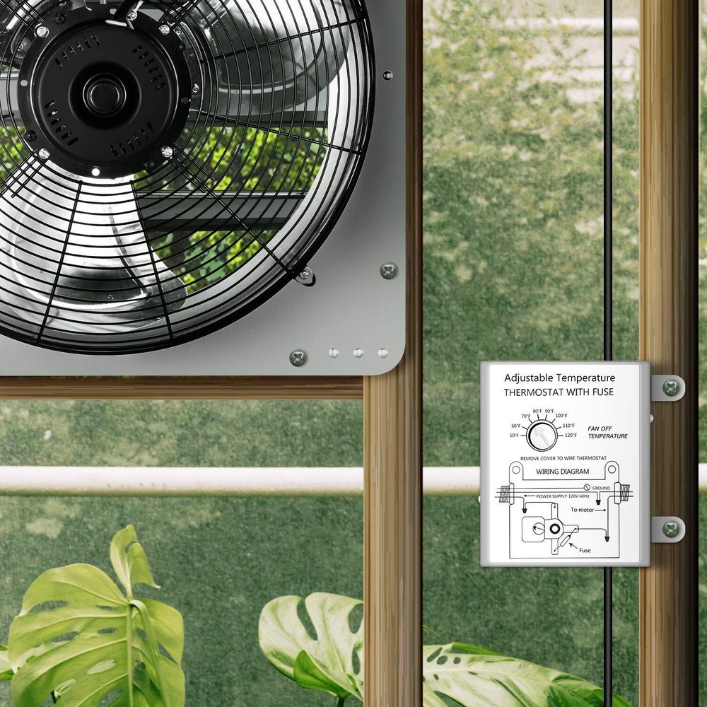 12" Shutter Exhaust Fan + Temp Control & Cord Kit, Ventilation Solution