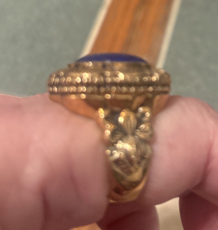 Large Barse Brass Lapis Luzuli Ring Beautiful Ring