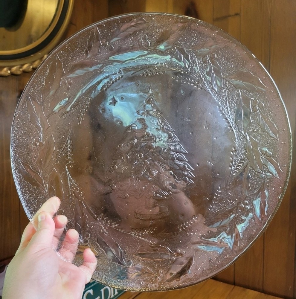 3 Large Clear Christmas Platters