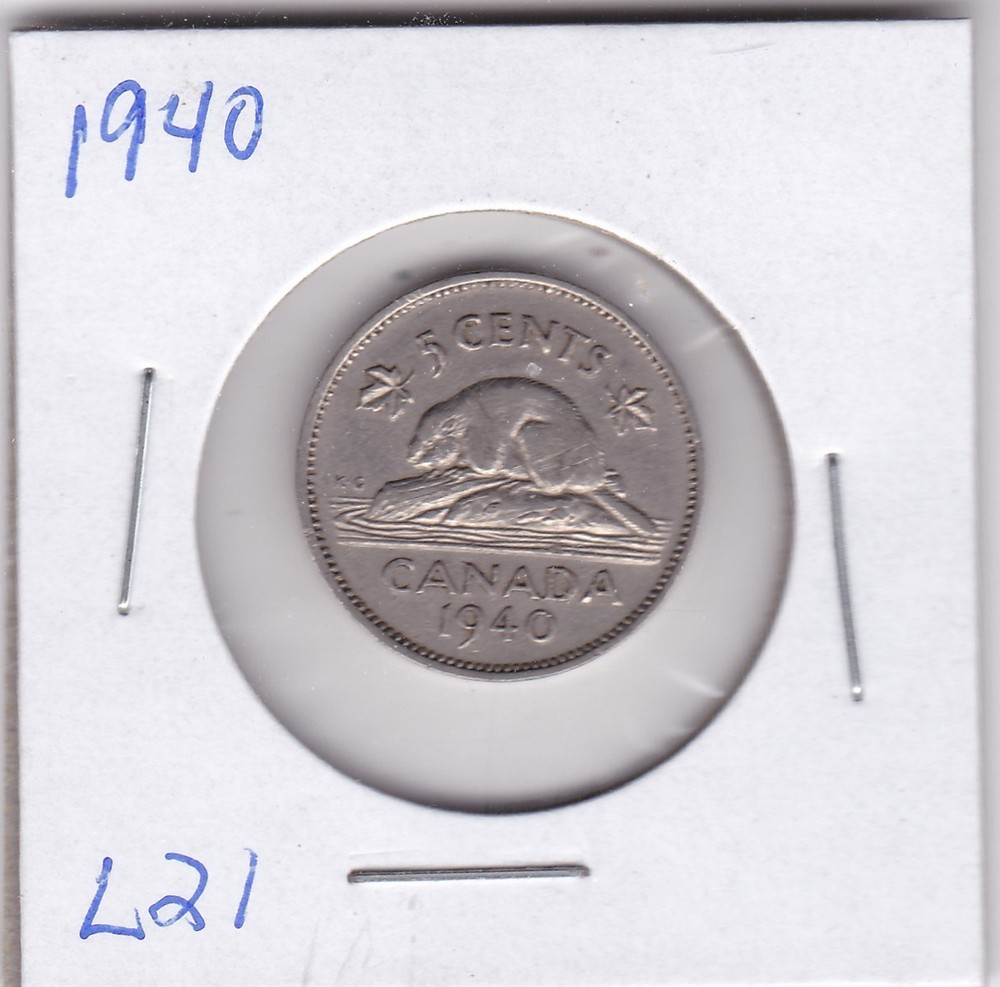 1940 Canada 5 Cents L21