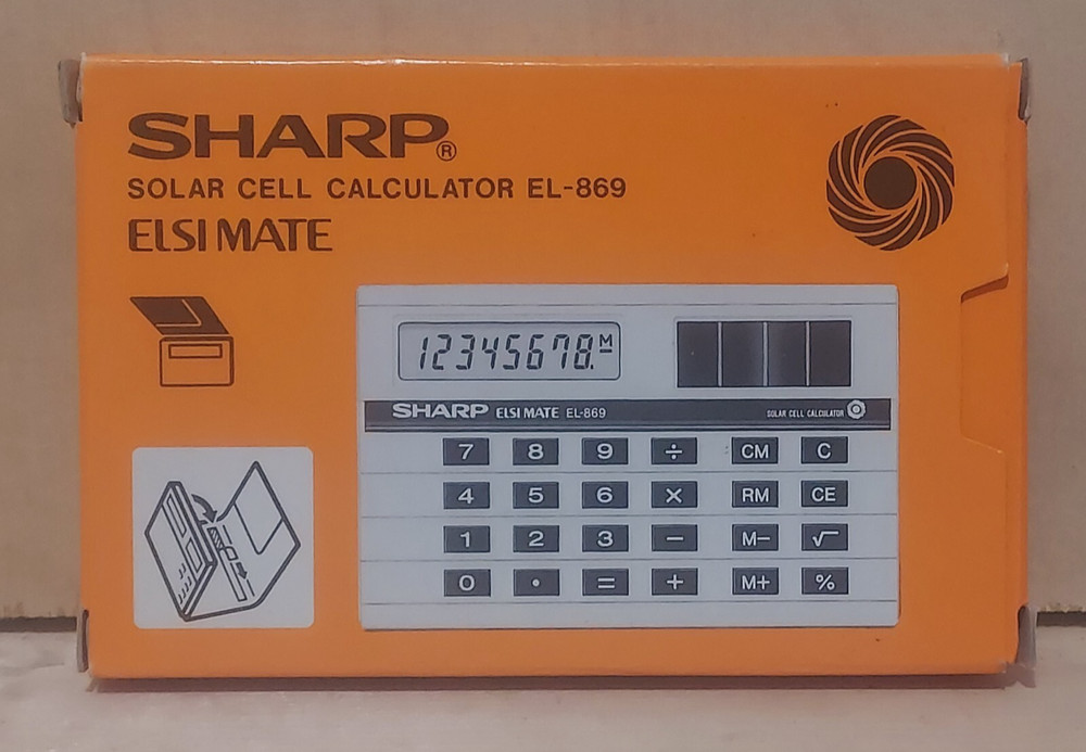 VINTAGE SHARP #EL-869 SOLAR CELL CALCULATOR WITH ORIGINAL BOX & INSTRUCTIONS