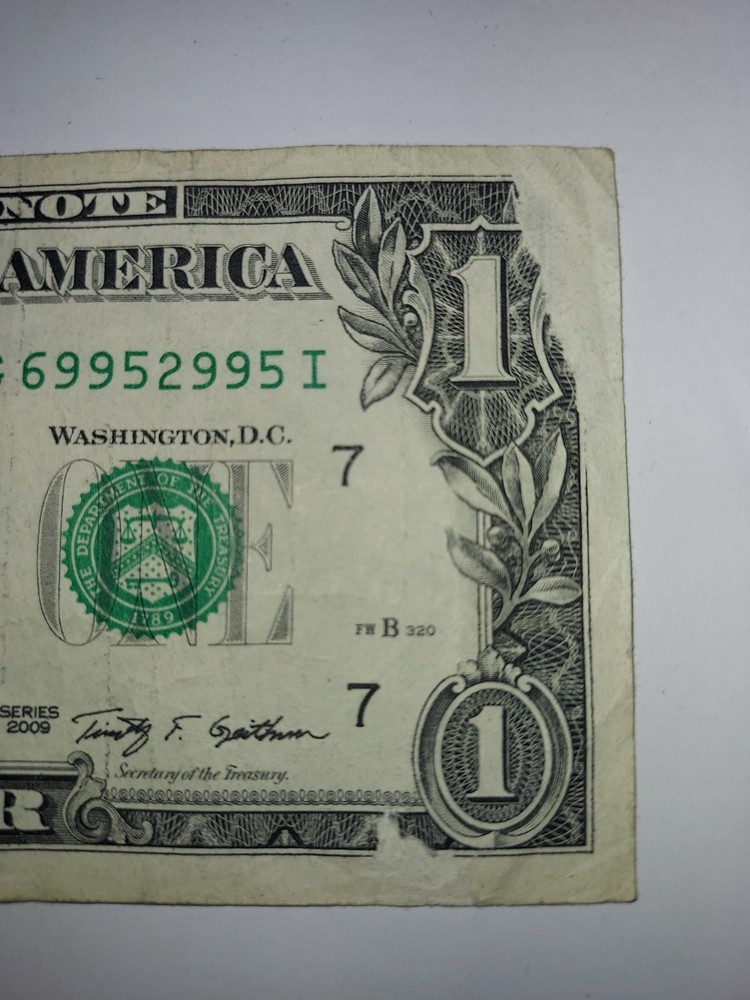 US $1 Error Note MISSING INK 2009