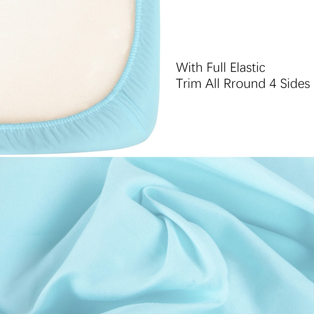 Brushed Microfiber Fitted Crib Sheet Aqua – Soft, Breathable, 28x52 + 8 Pocket
