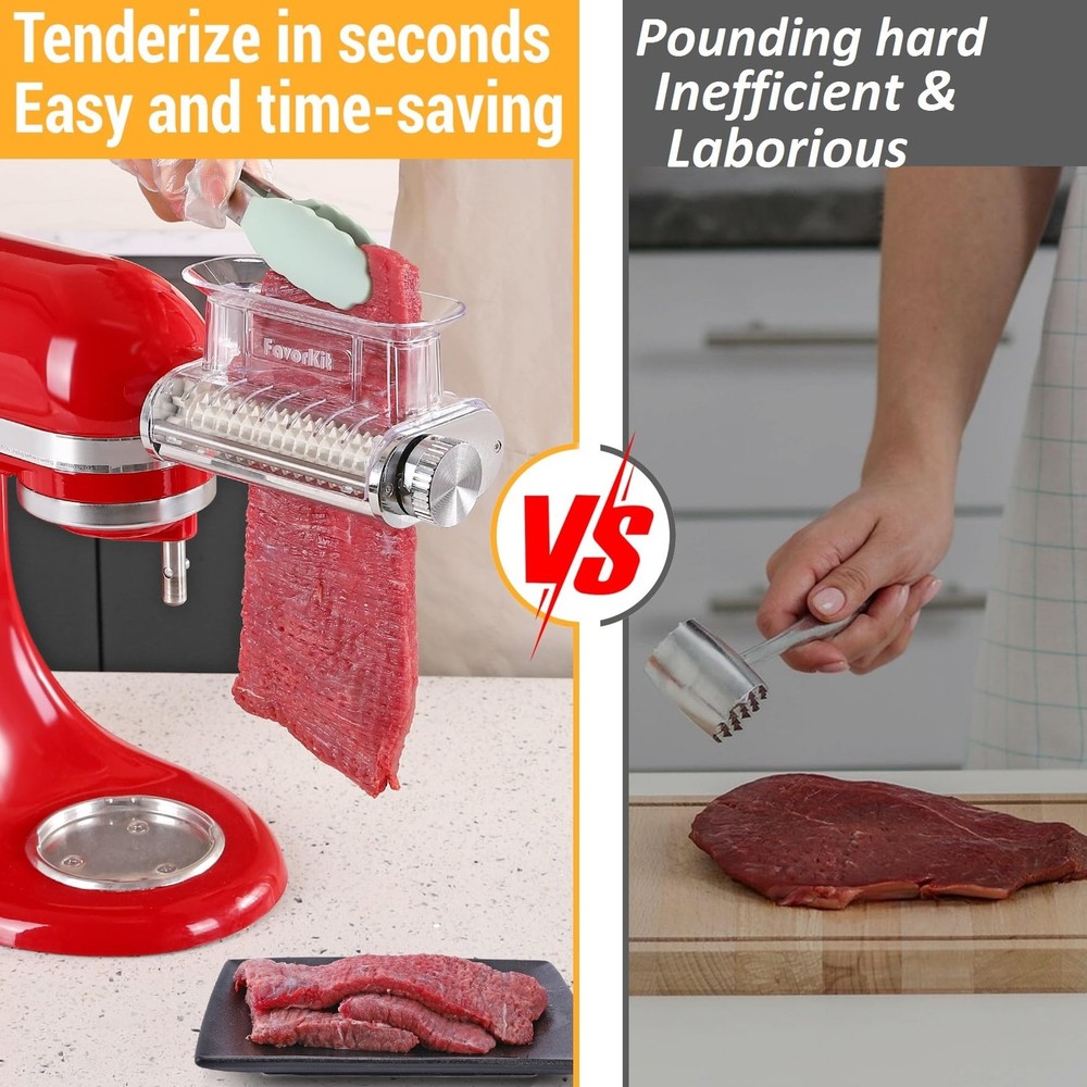 Adjustable 3 Thickness Meat Tenderizer Attachment for Kitchenaid Stand Mixers...
