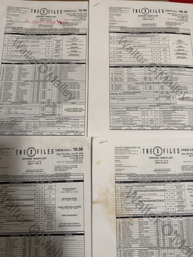 The X Files Original Chris Carter Script Call Sheets Sides Prop TV