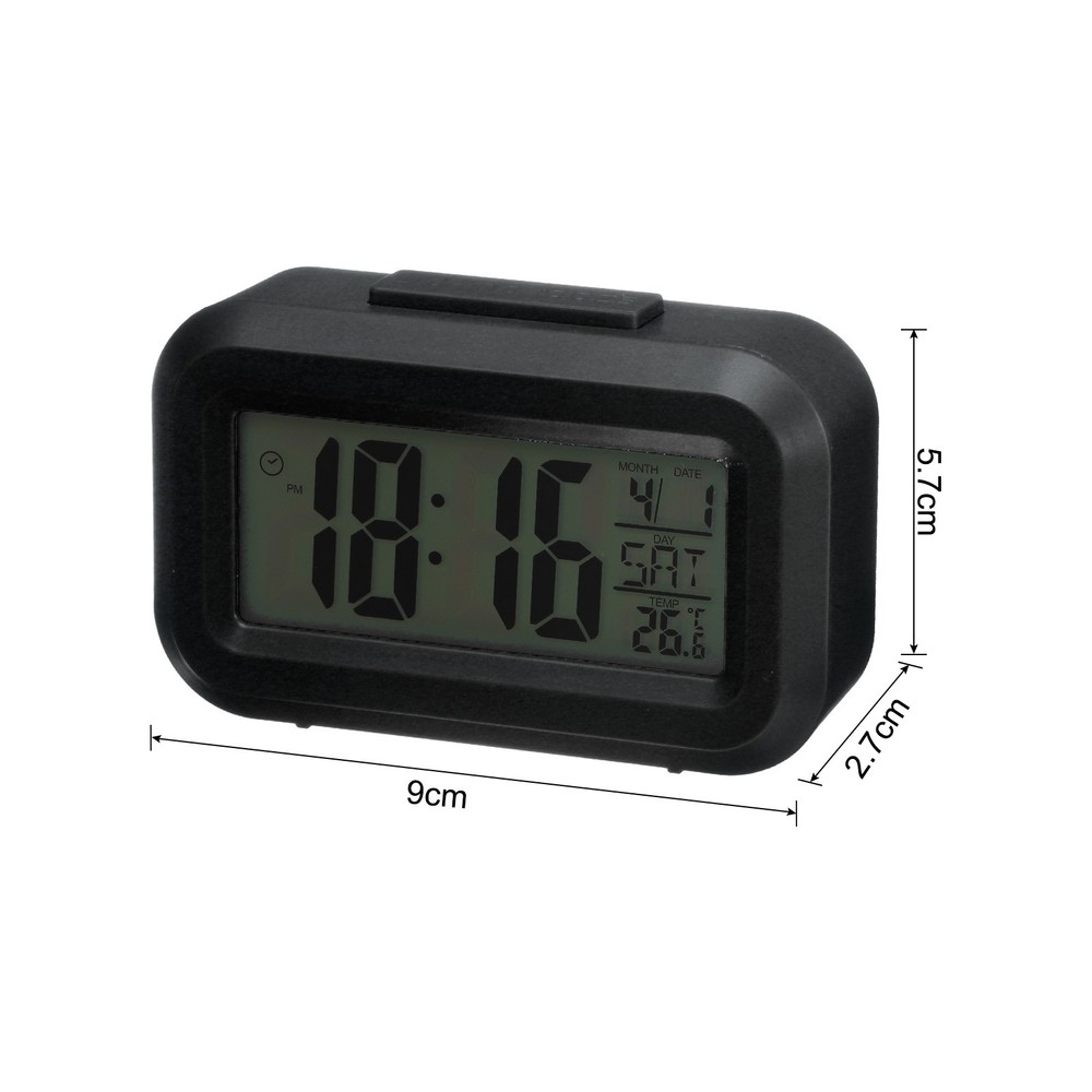 Square Electronic Alarm Clock with Timer, Black Digital Alarm Clocks