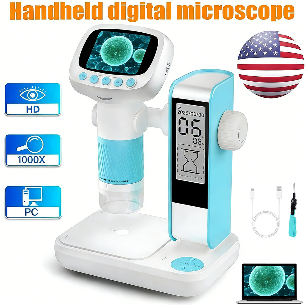 1000X Handheld Microscope for Kids4K 2.0 Screen Rechargeable Educational Science