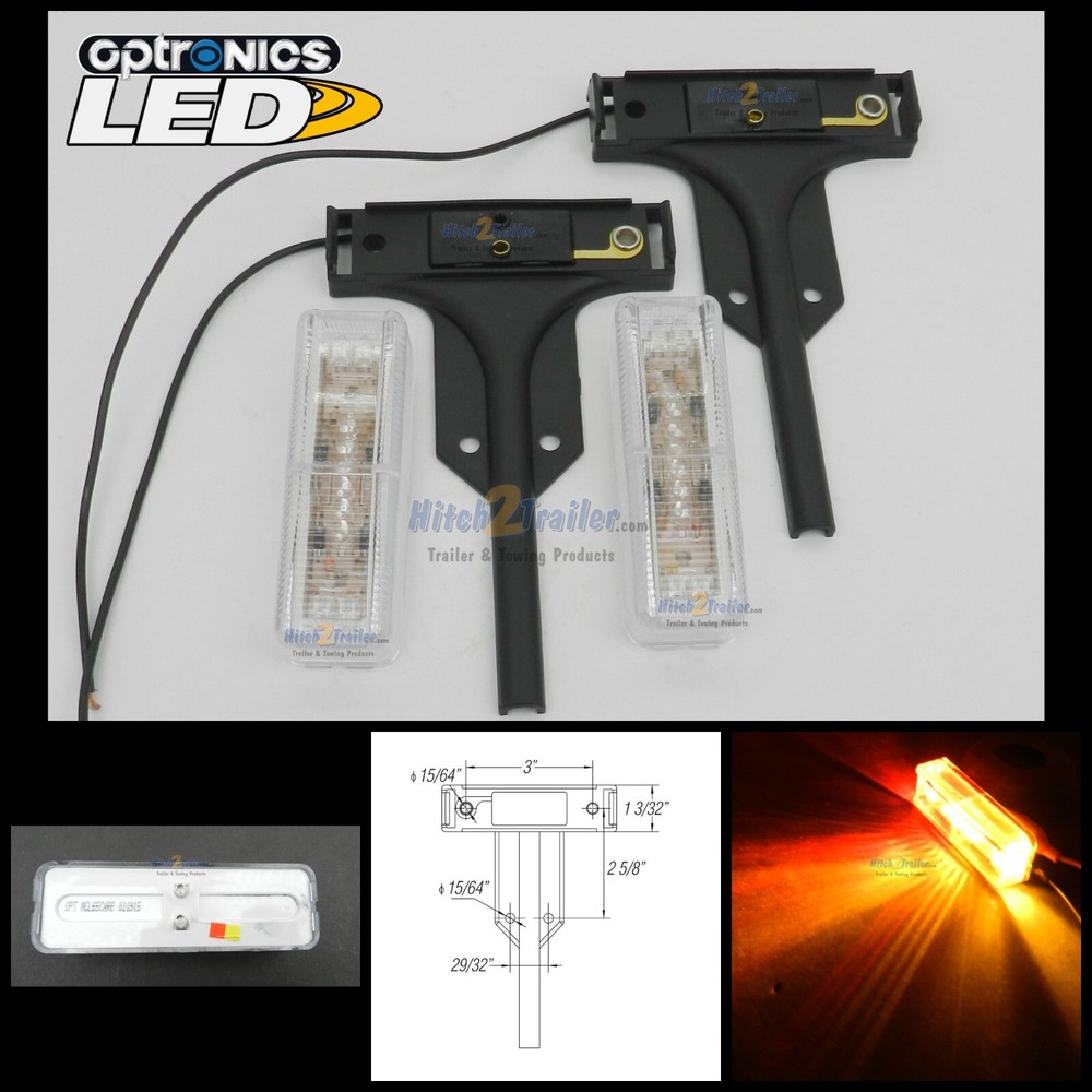 Optronics 10 LED Fender Lights 1x4 Surface Amber & RED Marker lights w/brackets