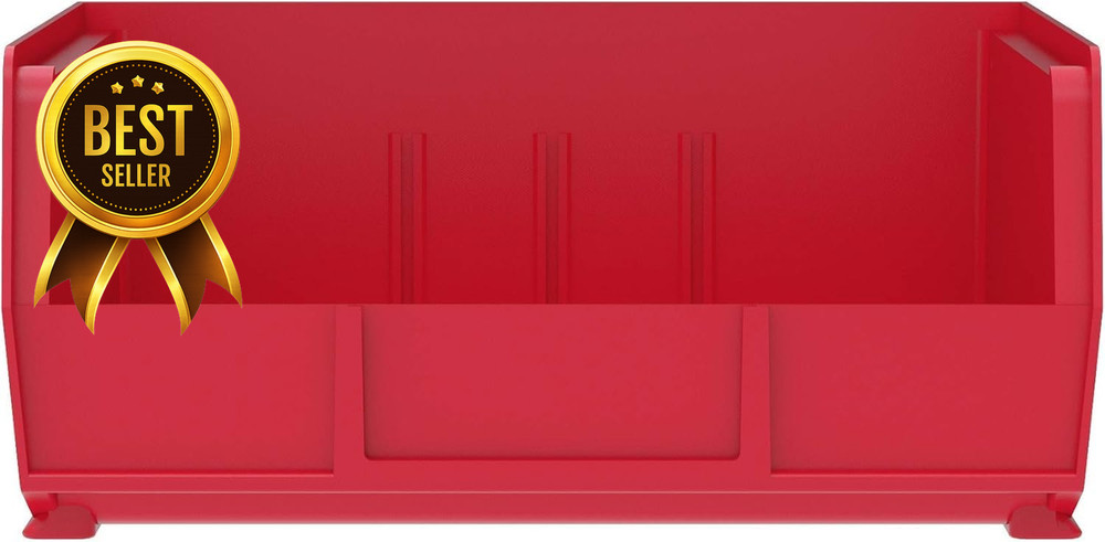 Plastic Storage Bins Stackable Garage Pantry Organizer 11x11x5 Red 6 Pack
